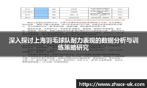 深入探讨上海羽毛球队耐力表现的数据分析与训练策略研究
